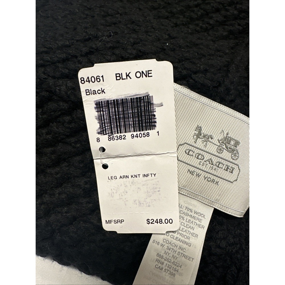 Coach 84061 Women's Cowl Infinity Legacy Aran Cable Knit Scarf Wrap Black Fuzzy - Picture 3 of 6